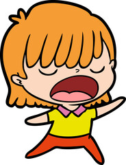 Obraz premium cartoon woman talking loudly