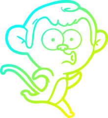 Obraz premium cold gradient line drawing of a cartoon surprised monkey
