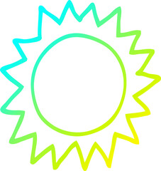 cold gradient line drawing of a cartoon sun