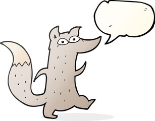 freehand drawn speech bubble cartoon cute wolf