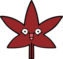 cute cartoon of a autumnal leaf