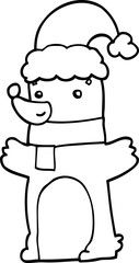 cartoon bear wearing christmas hat
