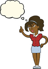 cartoon woman with idea with thought bubble