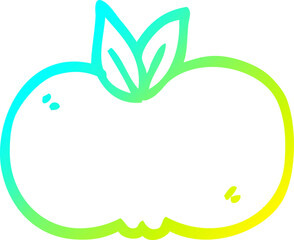 cold gradient line drawing of a cartoon apple