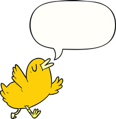 cartoon happy bird with speech bubble