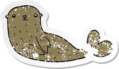 distressed sticker of a cartoon seal