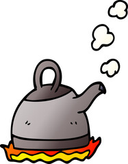 cartoon doodle kettle on stove