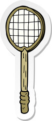 sticker of a cartoon old tennis racket