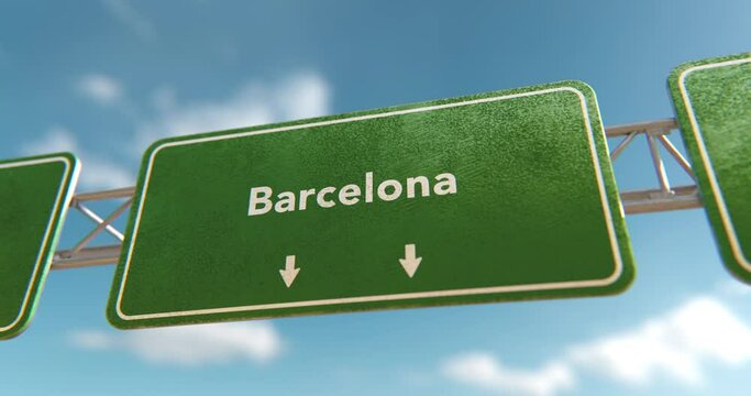 Barcelona Sign in a 3D animation