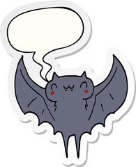 cartoon bat with speech bubble sticker