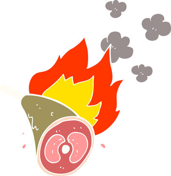 flat color illustration of cooking meat