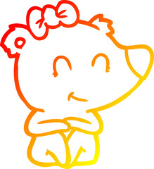 Fototapeta premium warm gradient line drawing of a female bear cartoon