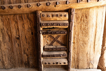 Old wooden door of Al Masmak Palace Museum in Riyadh Saudi Arabia