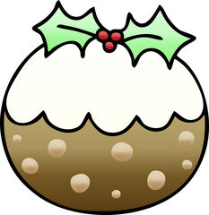 gradient shaded quirky cartoon christmas pudding