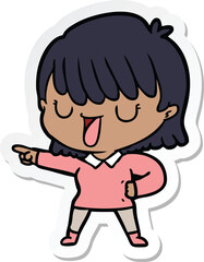 sticker of a cartoon woman