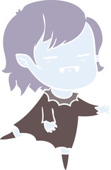 flat color style cartoon undead vampire girl