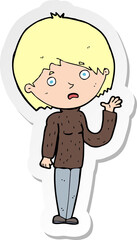 sticker of a cartoon worried woman