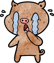 crying pig cartoon