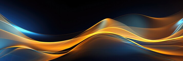 abstract background, technological virtual background, bright blue and golden, generative AI