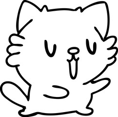line doodle of a cute little pet cat