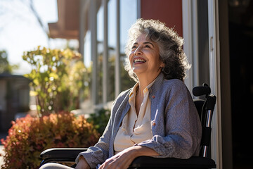 A senior Latin woman in wheelchair