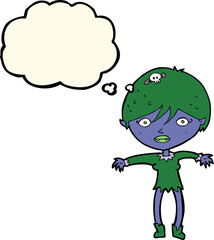 cartoon vampire girl with thought bubble