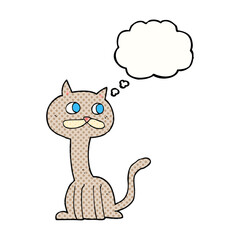 freehand drawn thought bubble cartoon cat