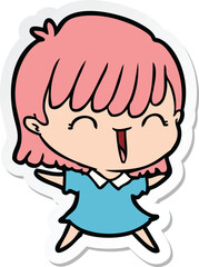 sticker of a cartoon woman