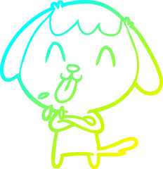 cold gradient line drawing of a cute cartoon dog