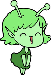 cartoon alien girl laughing