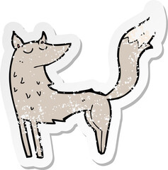 retro distressed sticker of a cartoon wolf