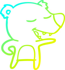 cold gradient line drawing of a cartoon polar bear