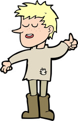 cartoon poor boy with positive attitude