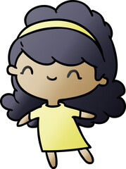 gradient cartoon illustration kawaii girl with head band