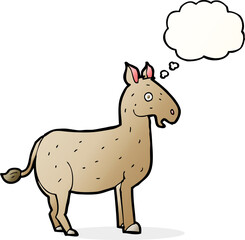 cartoon mule with thought bubble
