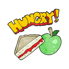 freehand textured cartoon packed lunch