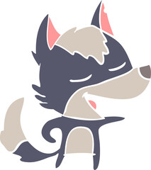 flat color style cartoon wolf laughing