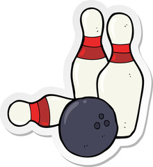sticker of a ten pin bowling cartoon