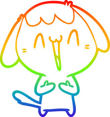 rainbow gradient line drawing of a cute cartoon dog