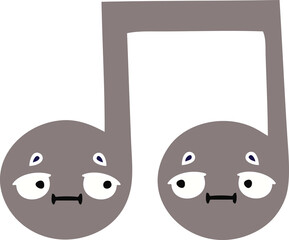 flat color retro cartoon of a musical note