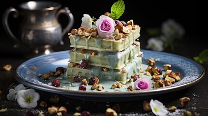 Fototapeta premium Yoghurt Bark is a delightful frozen treat that combines the creaminess of yoghurt with a variety of toppings. It’s a delicious, nutritious, and protein-rich alternative to traditional desserts.