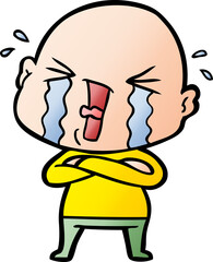 cartoon crying bald man
