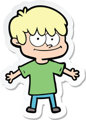 sticker of a happy cartoon man