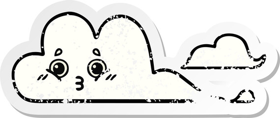 distressed sticker of a cute cartoon clouds