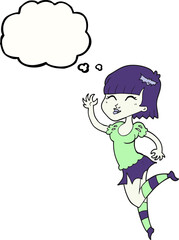 freehand drawn thought bubble cartoon vampire girl