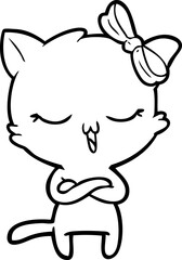 cartoon cat with bow on head