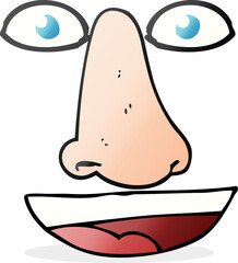 freehand drawn cartoon facial features