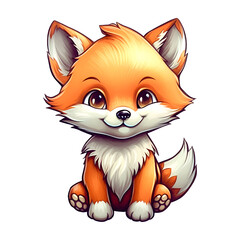 cute fox baby toddler illustration on transparent background, Ai generated