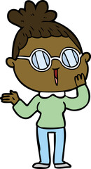 cartoon surprised woman wearing spectacles