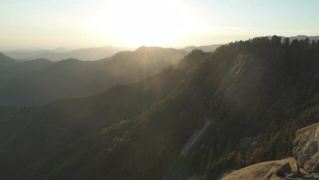 Sunset View of the Western Edge of the Sequoia National Park and San Joaquin Valley from Beetle Rock